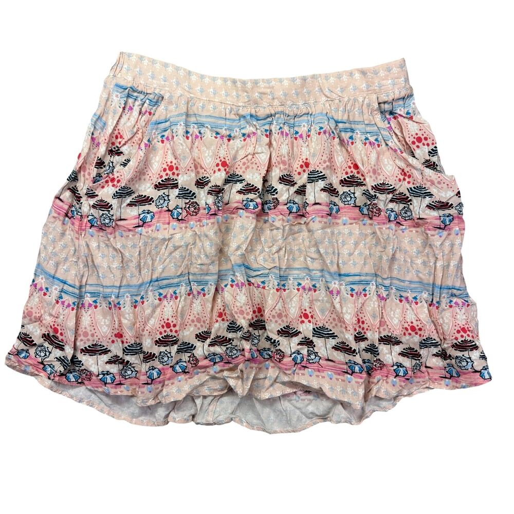 Lauren Conrad Skirt Women's Large Pink A-Line On Deck Beach Umbrella Pockets